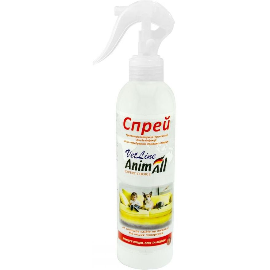 Спрей протипаразитарний AnimAll VetLine для дезінфекції місць проживання домашніх тварин 250 мл - фото 1