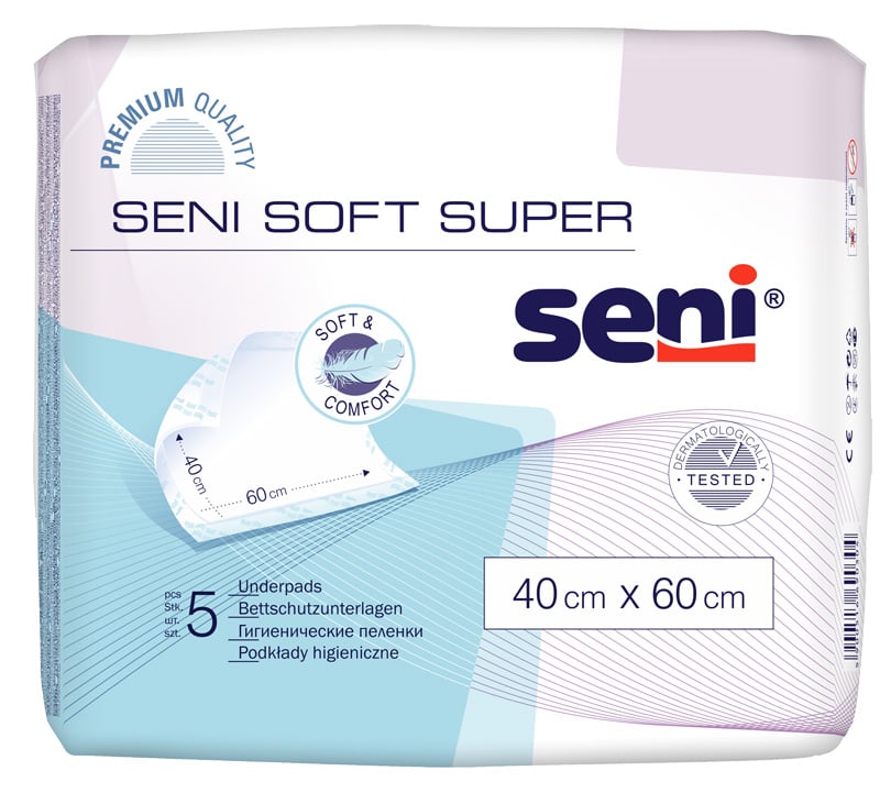 Одноразові пелюшки Seni Soft Super, 60х40 см, 5 шт. (SE-091-S005-J01) - фото 1