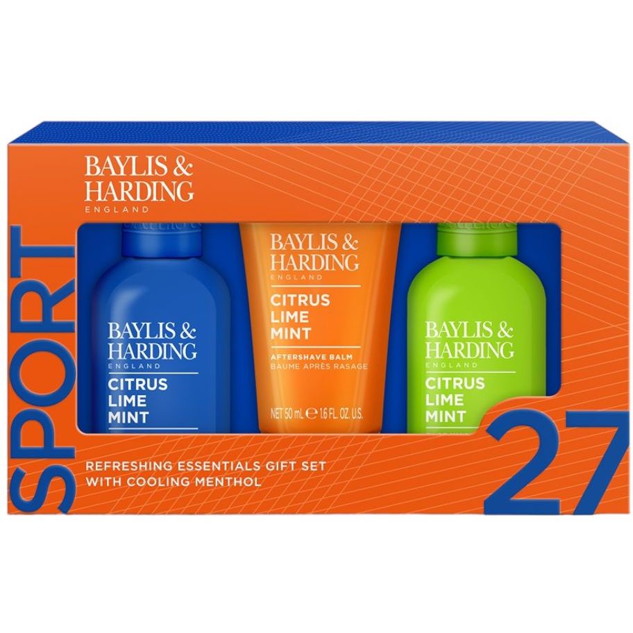 Набір Baylis & Harding Sport 27 Citrus Lime & Mint: Шампунь-гель для душу 100 мл + Гель для вмивання 100 мл + Бальзам після гоління 50 мл - фото 1