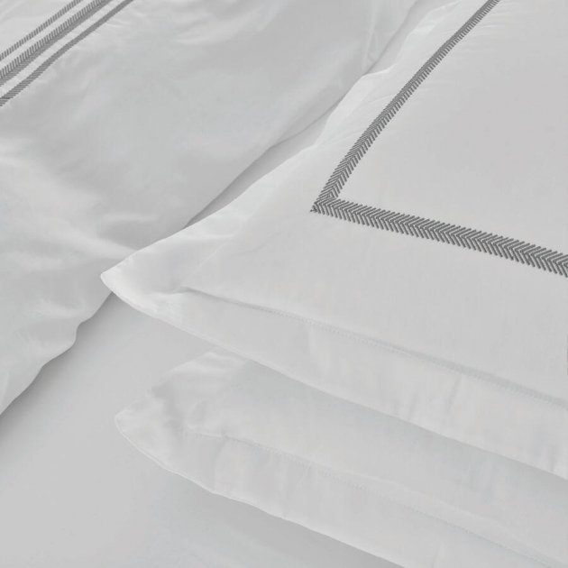 Комплект постельного белья Penelope Clara antrasit, сатин, евро (200х180+35см), белый с серым (svt-2000022294065) - фото 3