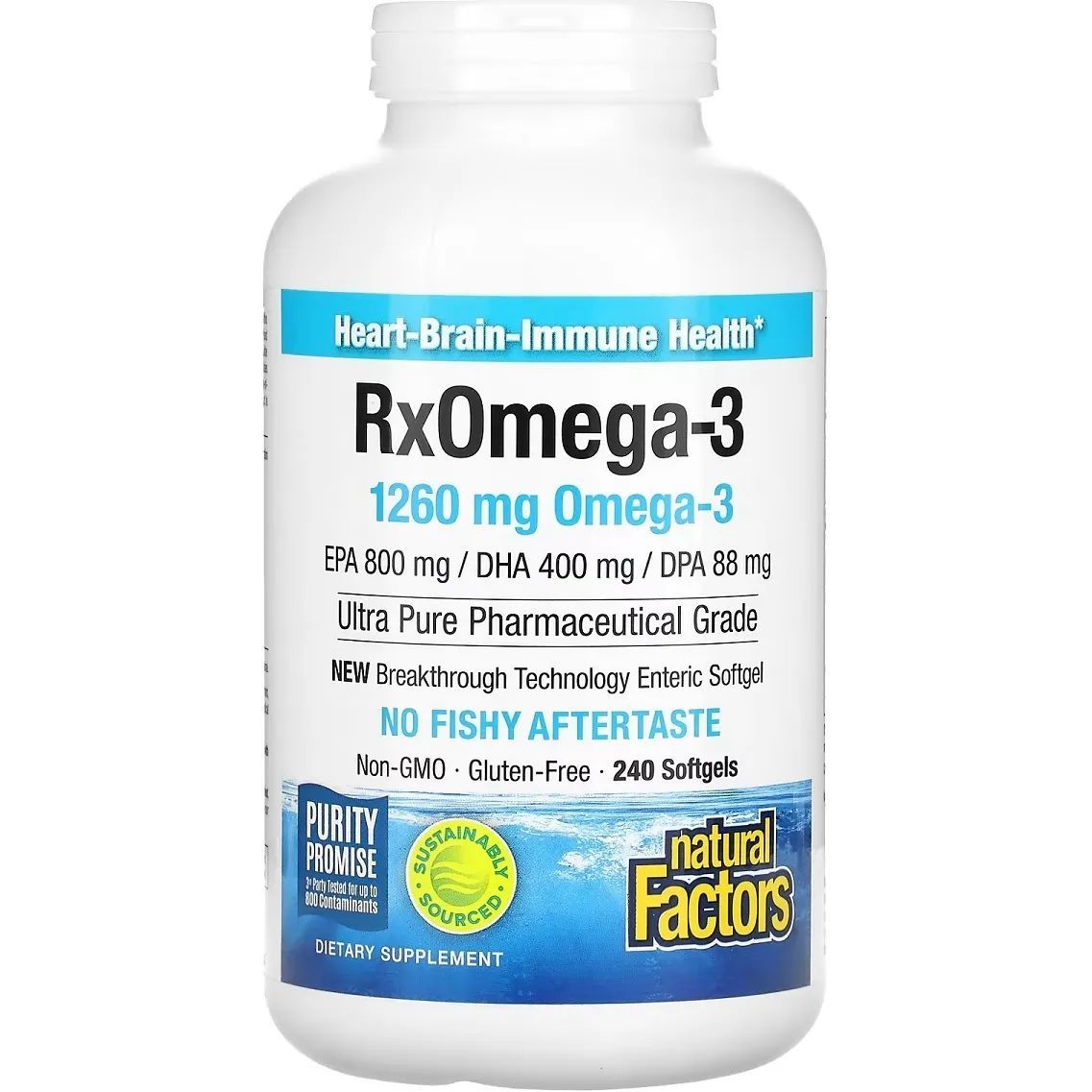 Омега-3 Natural Factors RxOmega-3, 1260 мг 240 гелевих капсул - фото 1