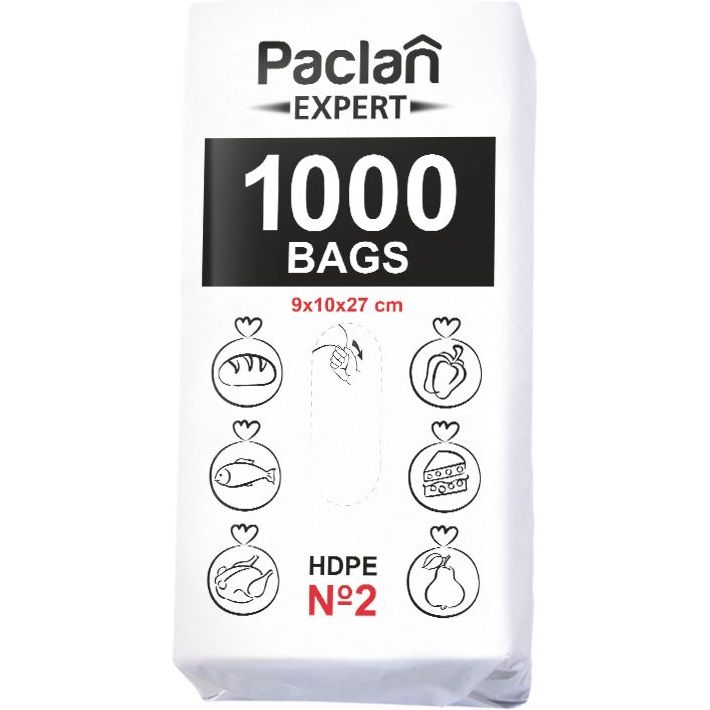 Пакети фасувальні Paclan №2, 9х10х27 см, 1000 шт. - фото 1