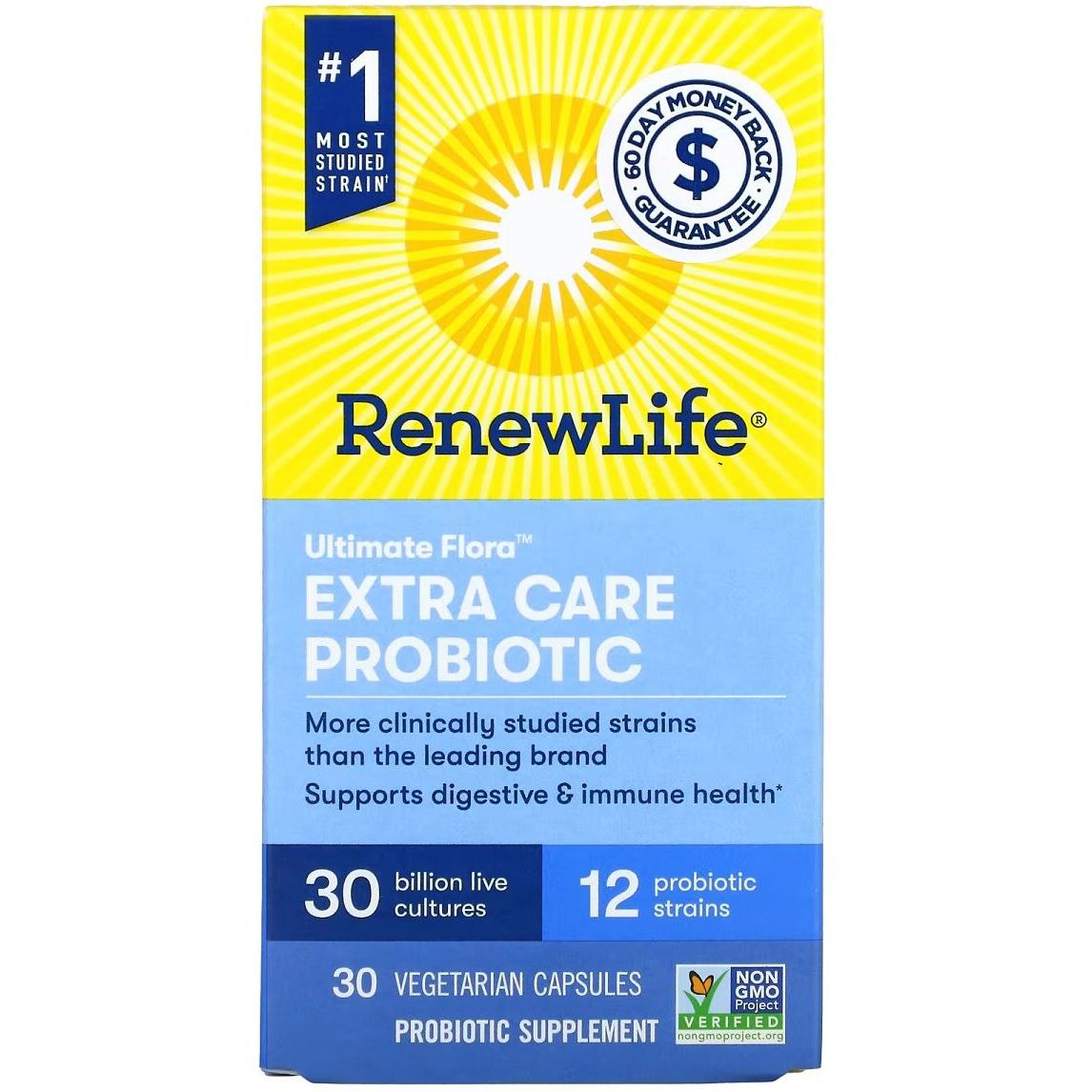 Пробиотик Renew Life Ultimate Flora Extra Care Probiotic 30 млрд 30 вегетарианских капсул - фото 1