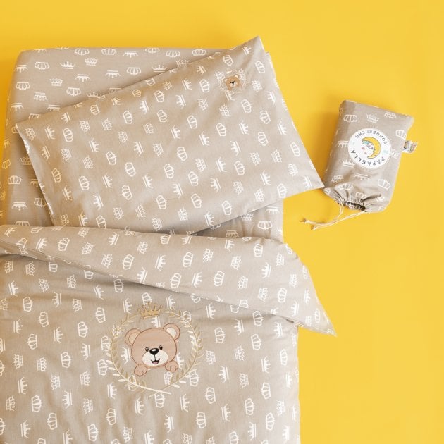 Комплект постільної білизни для немовлят в ліжечко Papaella Корона, бежевий, 135х100 см (8-33344) - фото 1