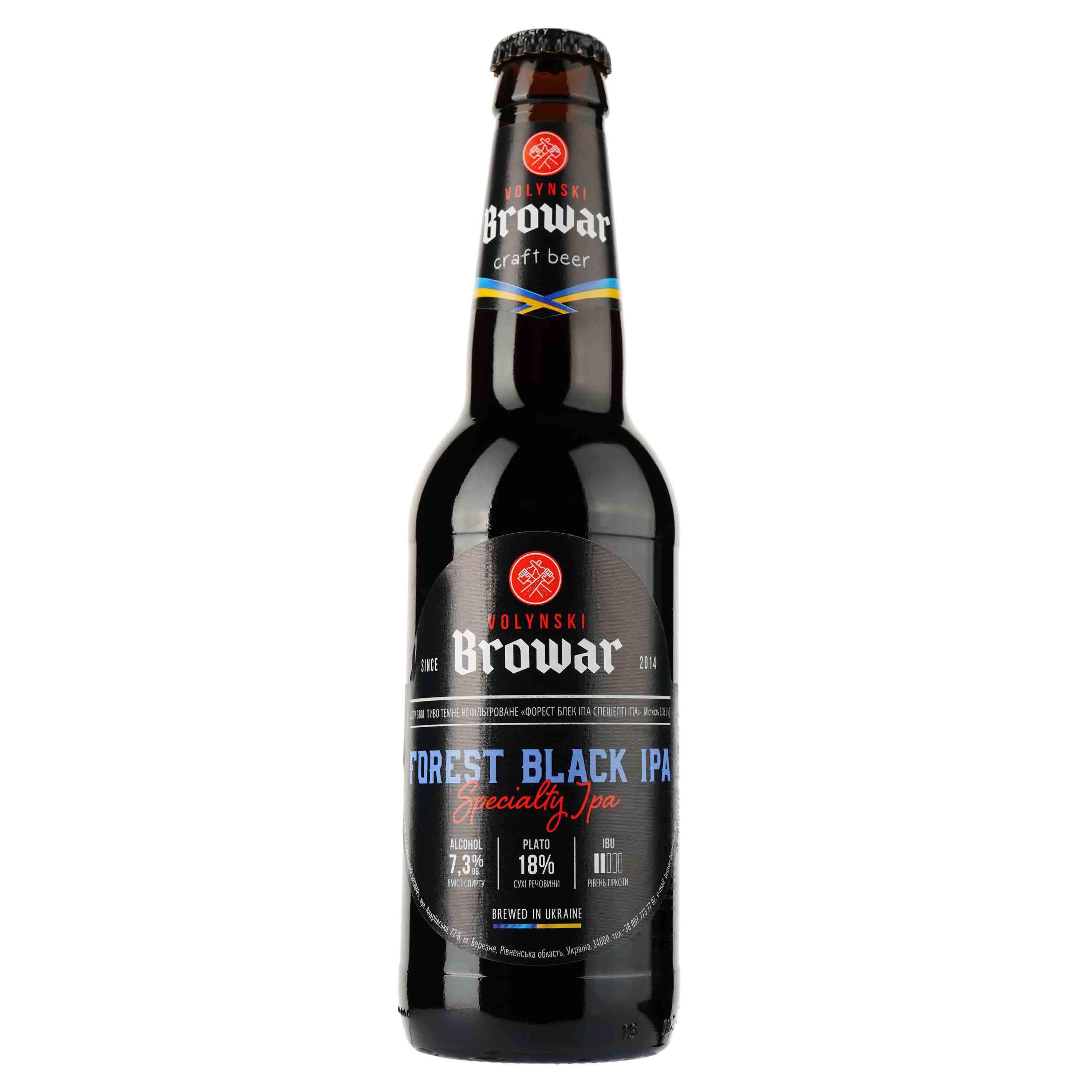 Пиво Volynski Browar Forest Black IPA, темне, нефільтроване, 7,3%, 0,35 л - фото 1