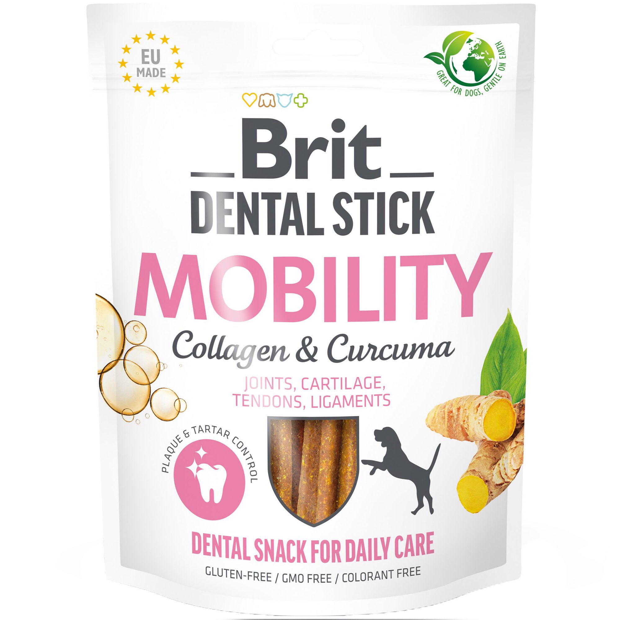 Ласощі для собак Brit Dental Stick Mobility для мобільності суглобів, колаген та куркума 7 шт. 251 г - фото 1