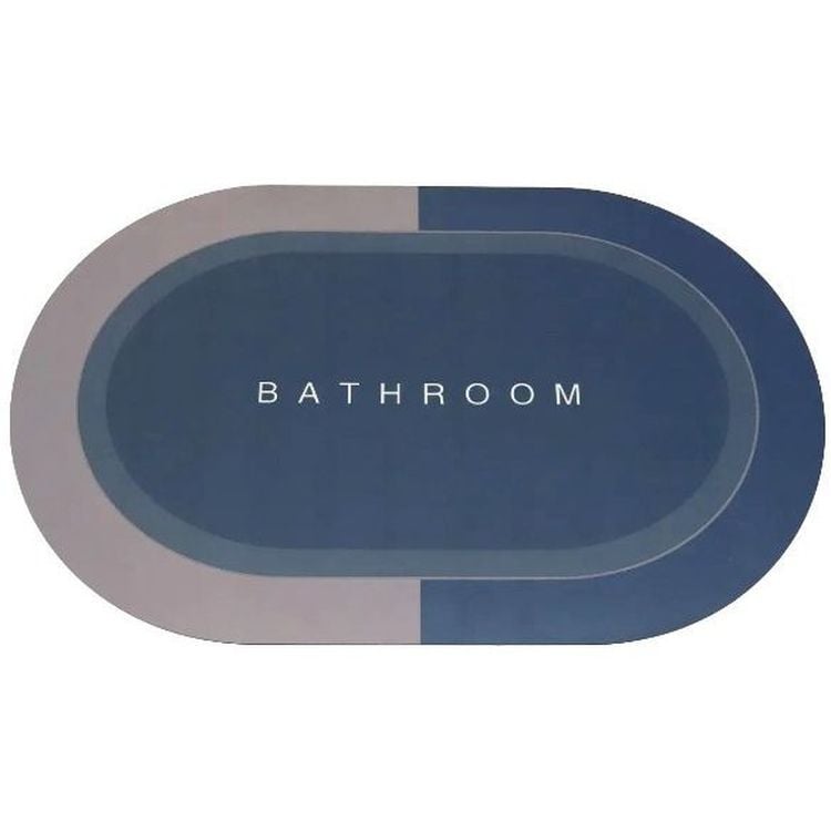 Коврик суперпоглащающий в ванную Stenson 80x50 см овальный темно-синий (26293) - фото 1