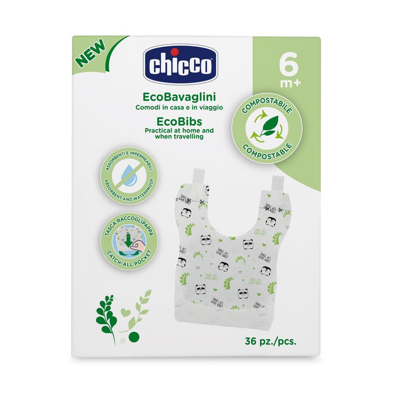 Слюнявчики одноразові Chicco Eco Bibs, 36 шт. (10399.00) - фото 1