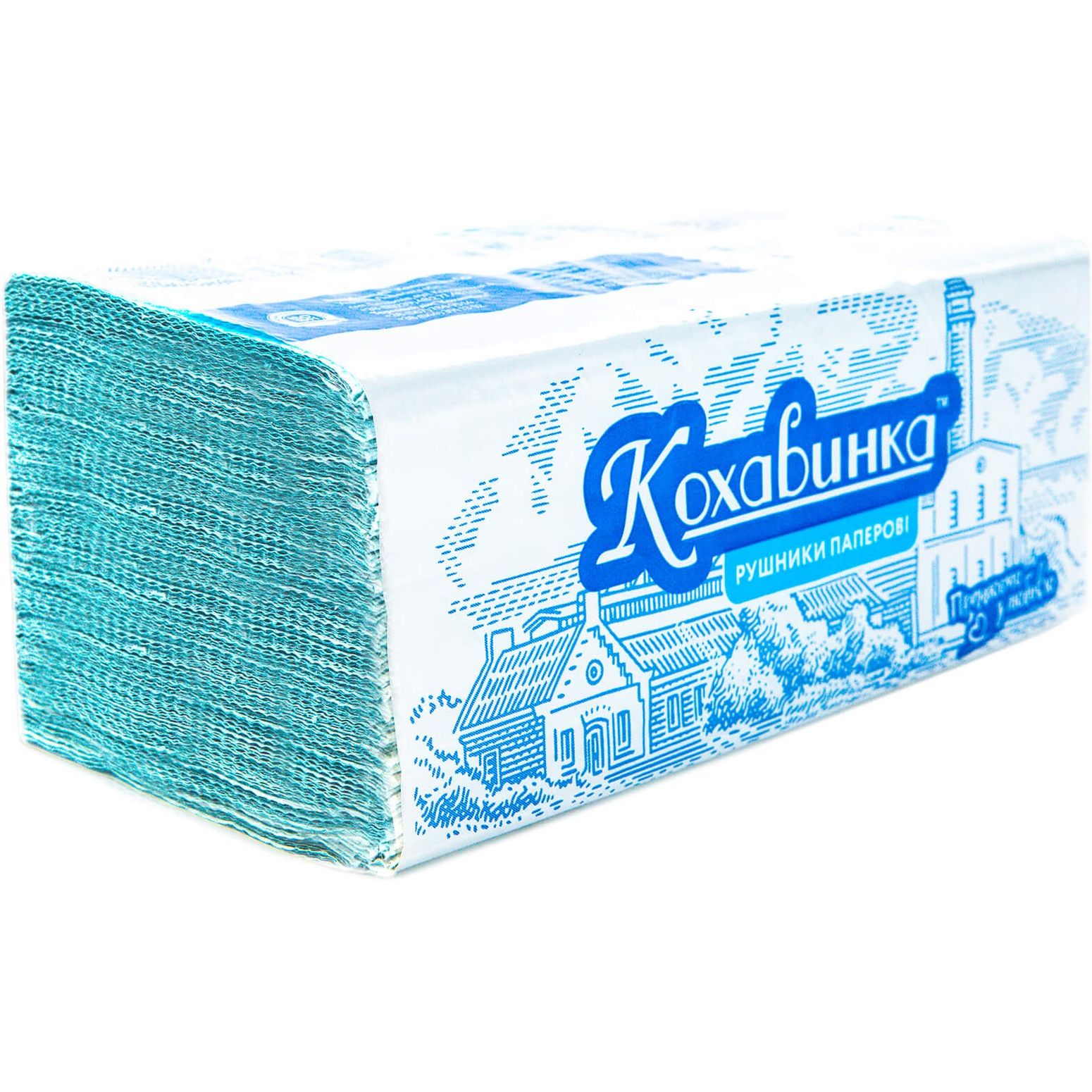 Бумажные полотенца Кохавинка однослойные 200 листов синие - фото 1