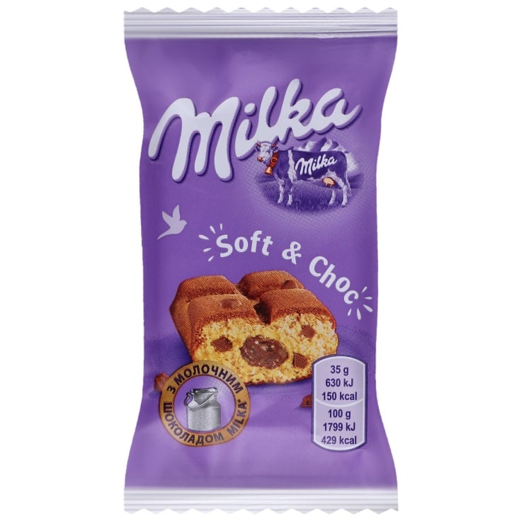 Бисквит Milka Milk and Choc с молочной начинкой 35 г - фото 1