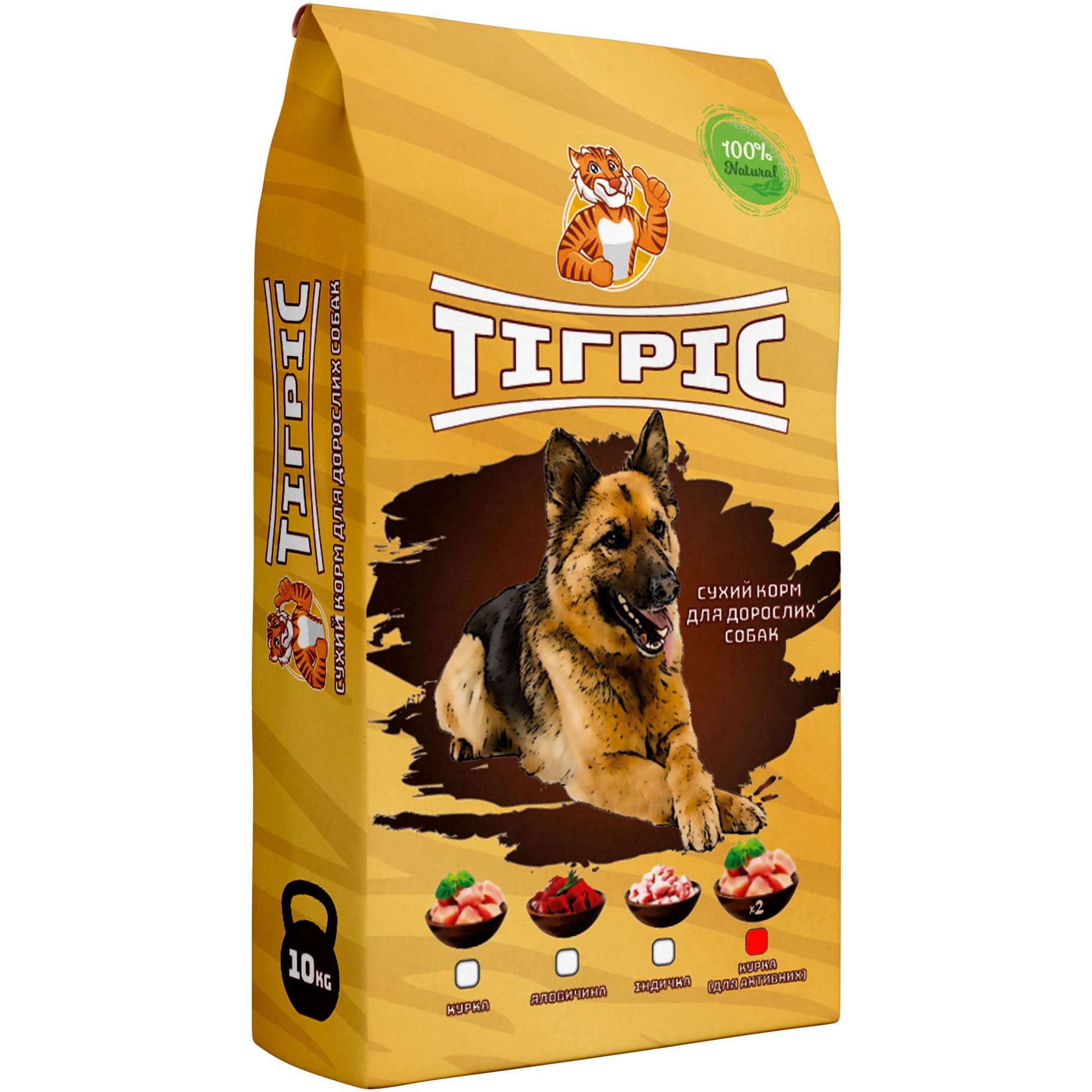 Сухий корм для активних собак Тігріс з куркою 10 кг - фото 1