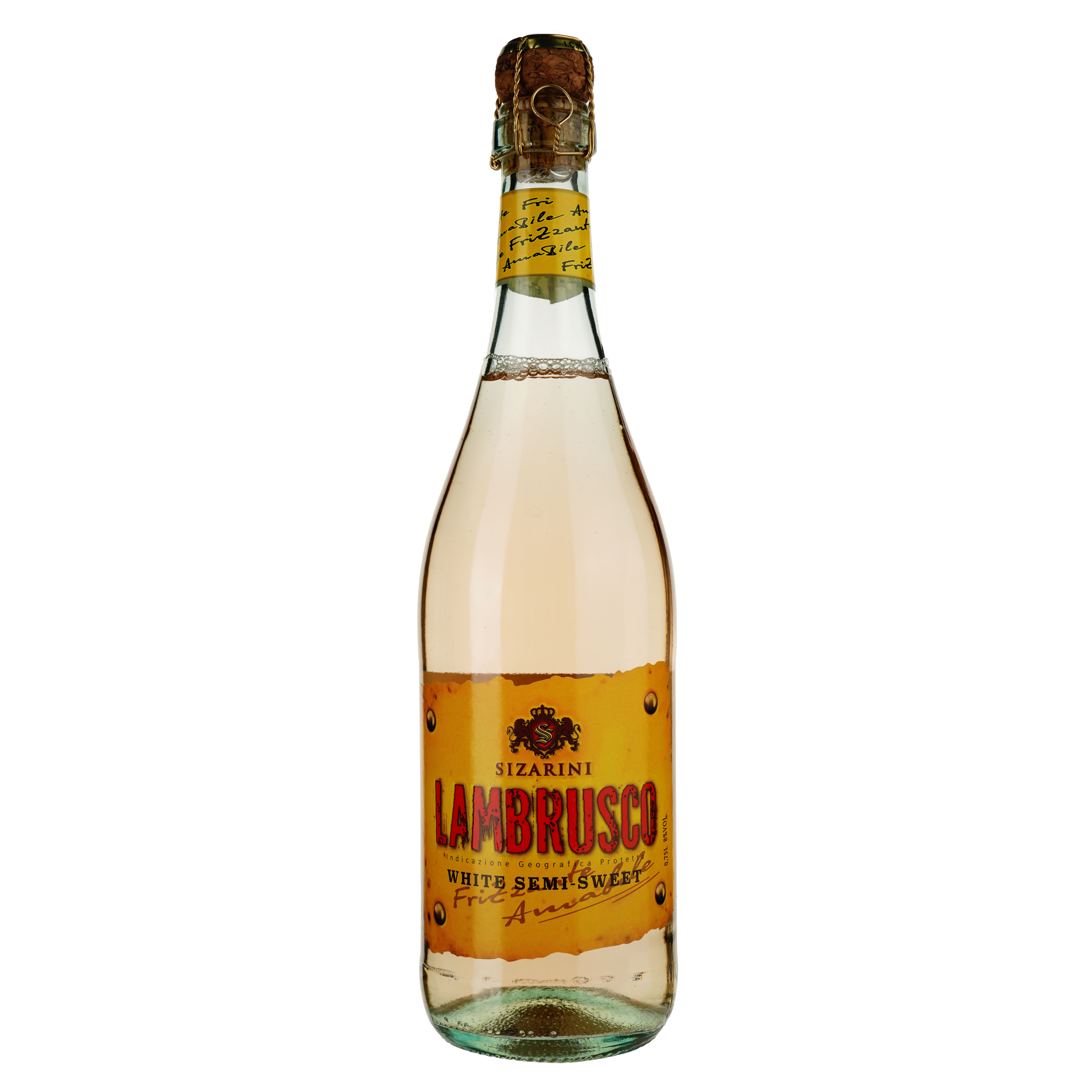 Вино Sizarini Lambrusco игристое, белое, полусладкое, 0,75 л (478689) - фото 1