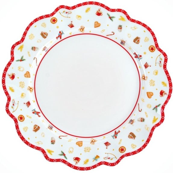Photos - Plate Lefard Тарілка підставна  Christmas Delight, 28 см, білий з червоним (985-1 