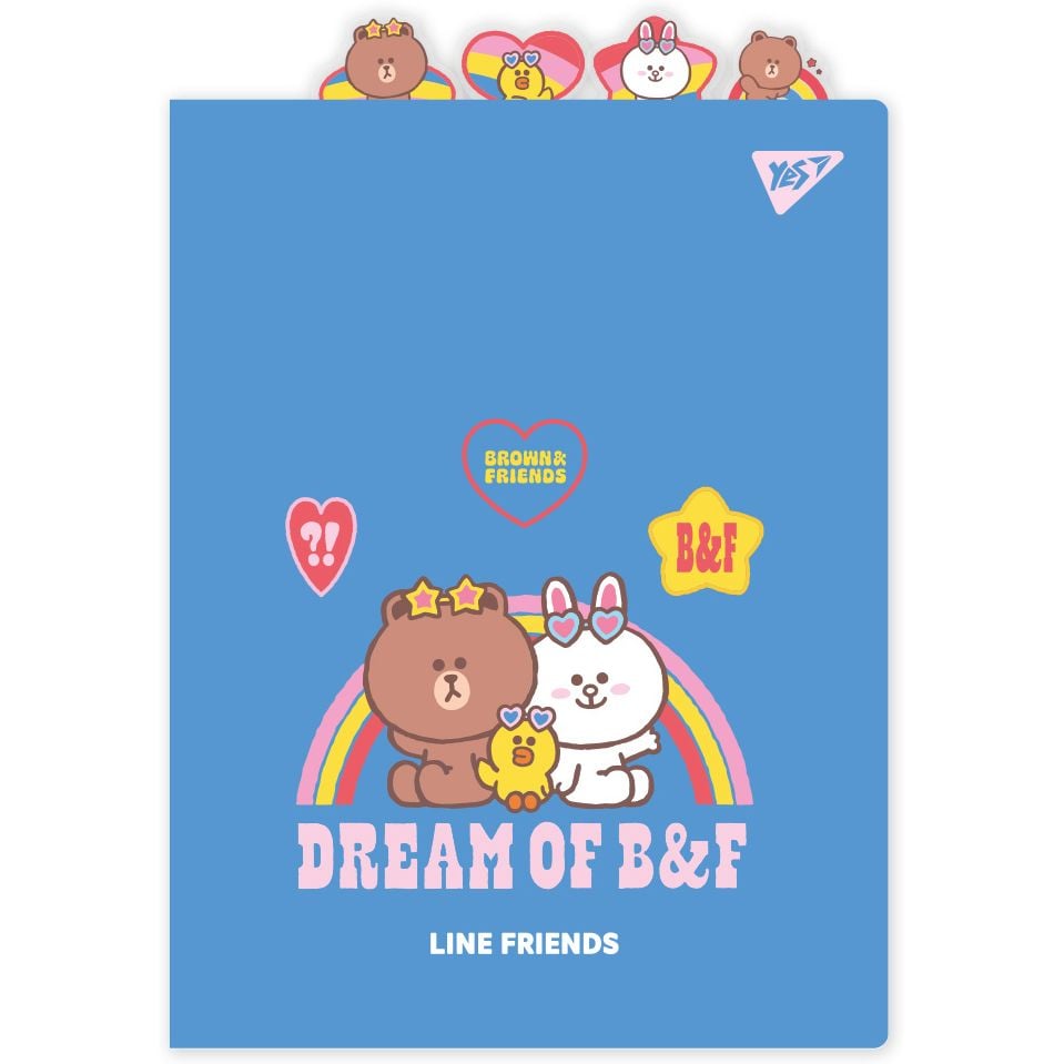 Папка-куток YES А4 з фігурними роздільниками Line Friends (492185) - фото 1