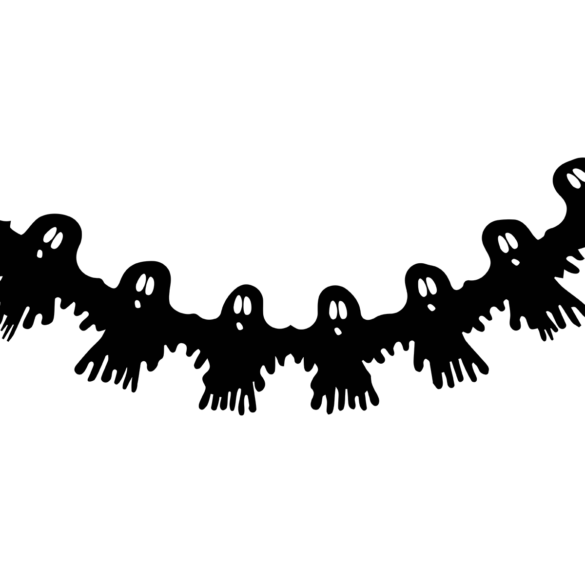 Гирлянда бумажная 3D Yes! Fun Хэллоуин Призраки, 4 м, черная (973626) - фото 1
