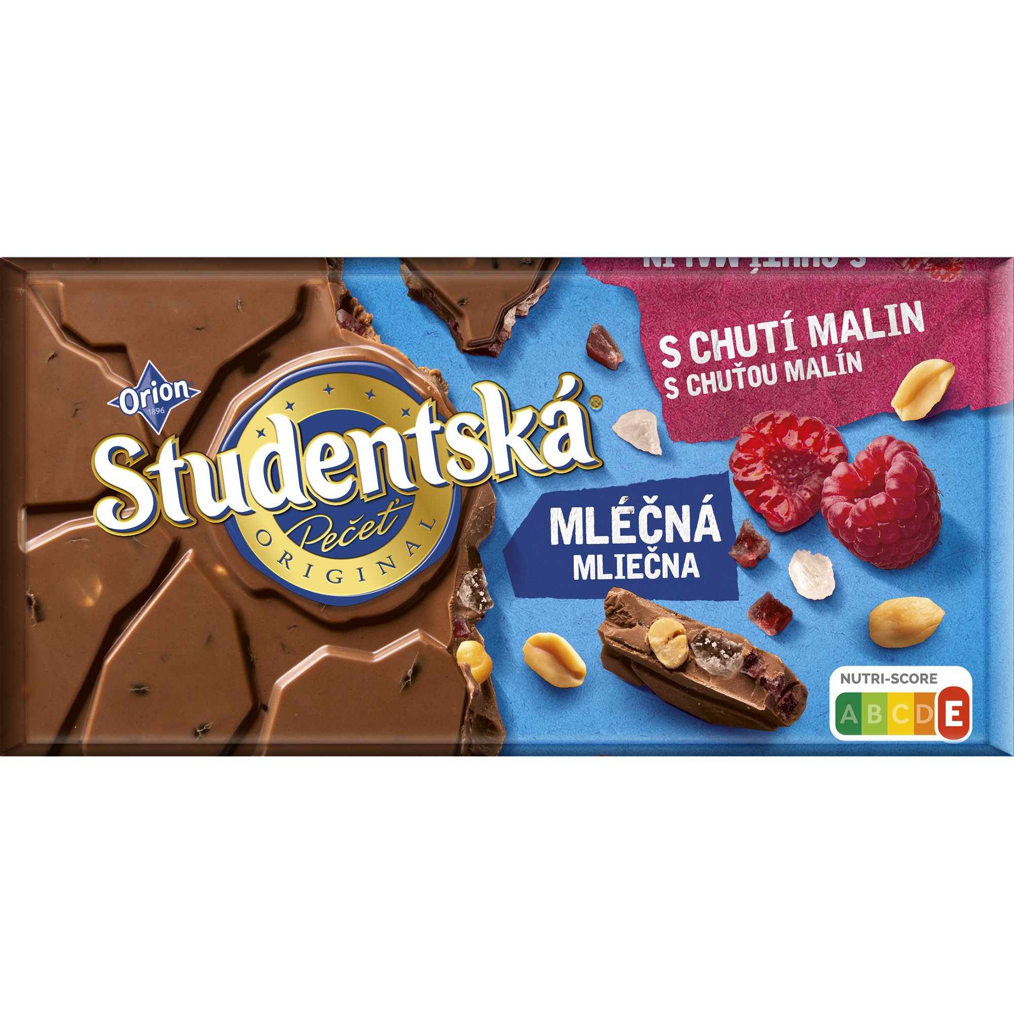 Шоколад молочний Orion Studentska з арахісом, желейними шматочками та малиновими шматочками 170 г - фото 1