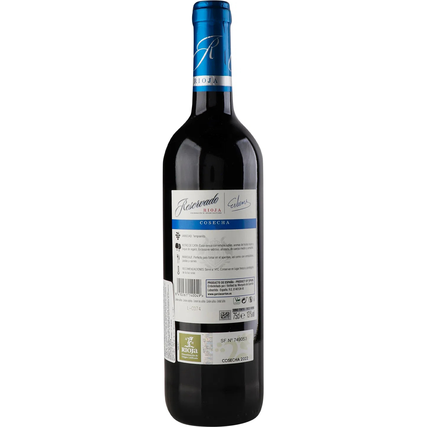Вино Reservado Rioja червоне сухе 0.75 л - фото 2