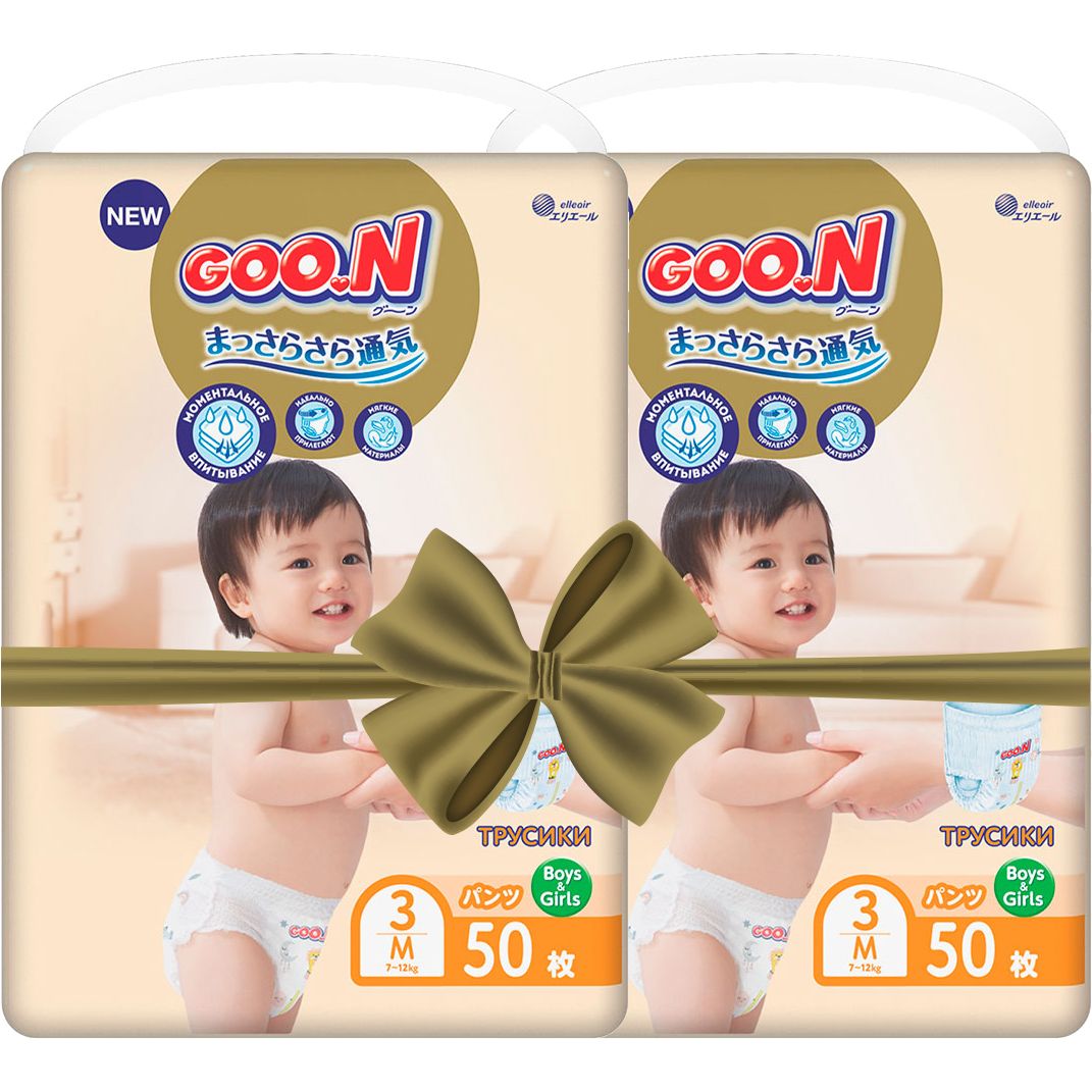 Подгузники-трусики Goo.N Premium Soft 3 (7-12 кг), 100 шт. (2 уп. х 50 шт.) - фото 1