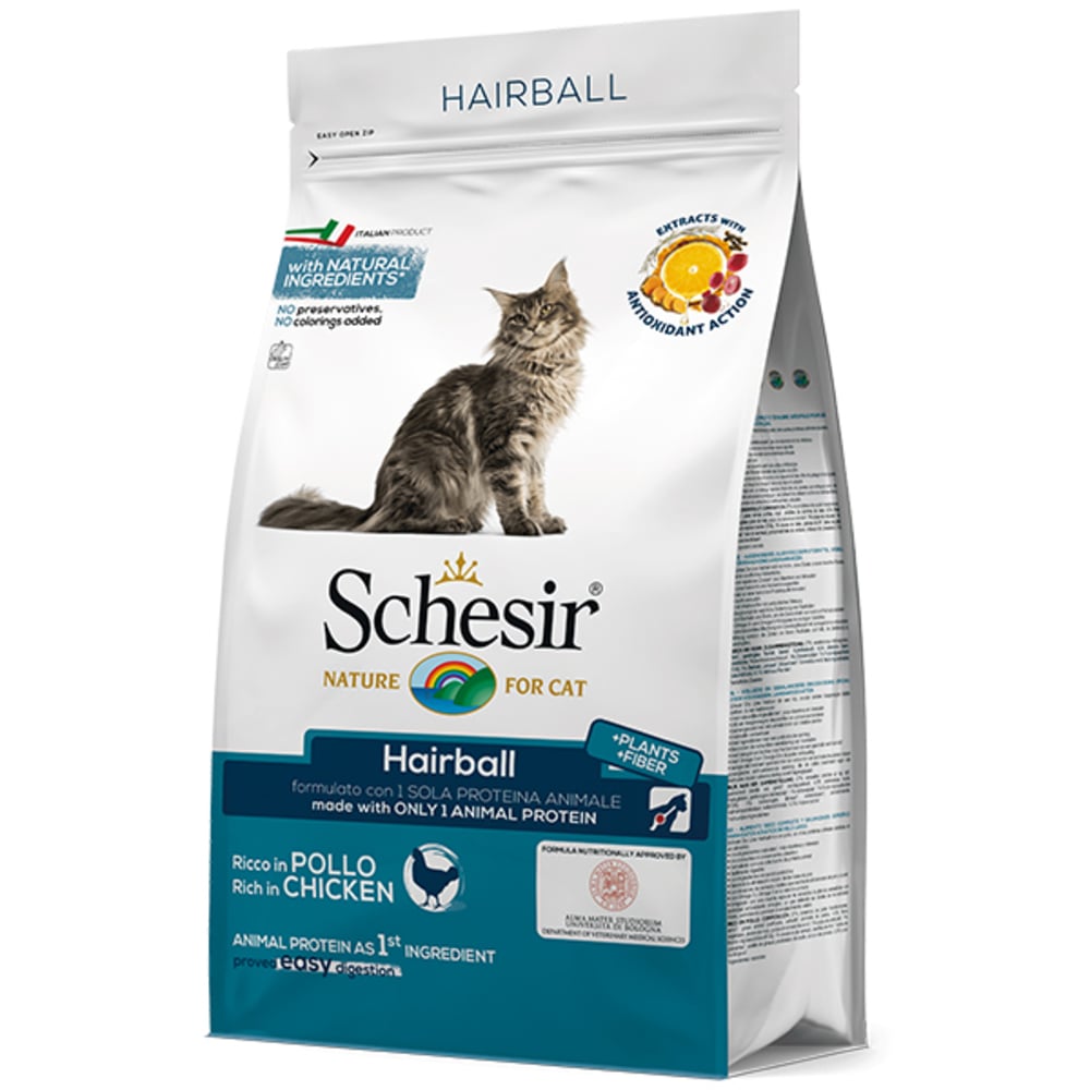 Монопротеїновий сухий корм для котів Schesir Cat Hairball для виведення шерсті 1.5 кг - фото 1
