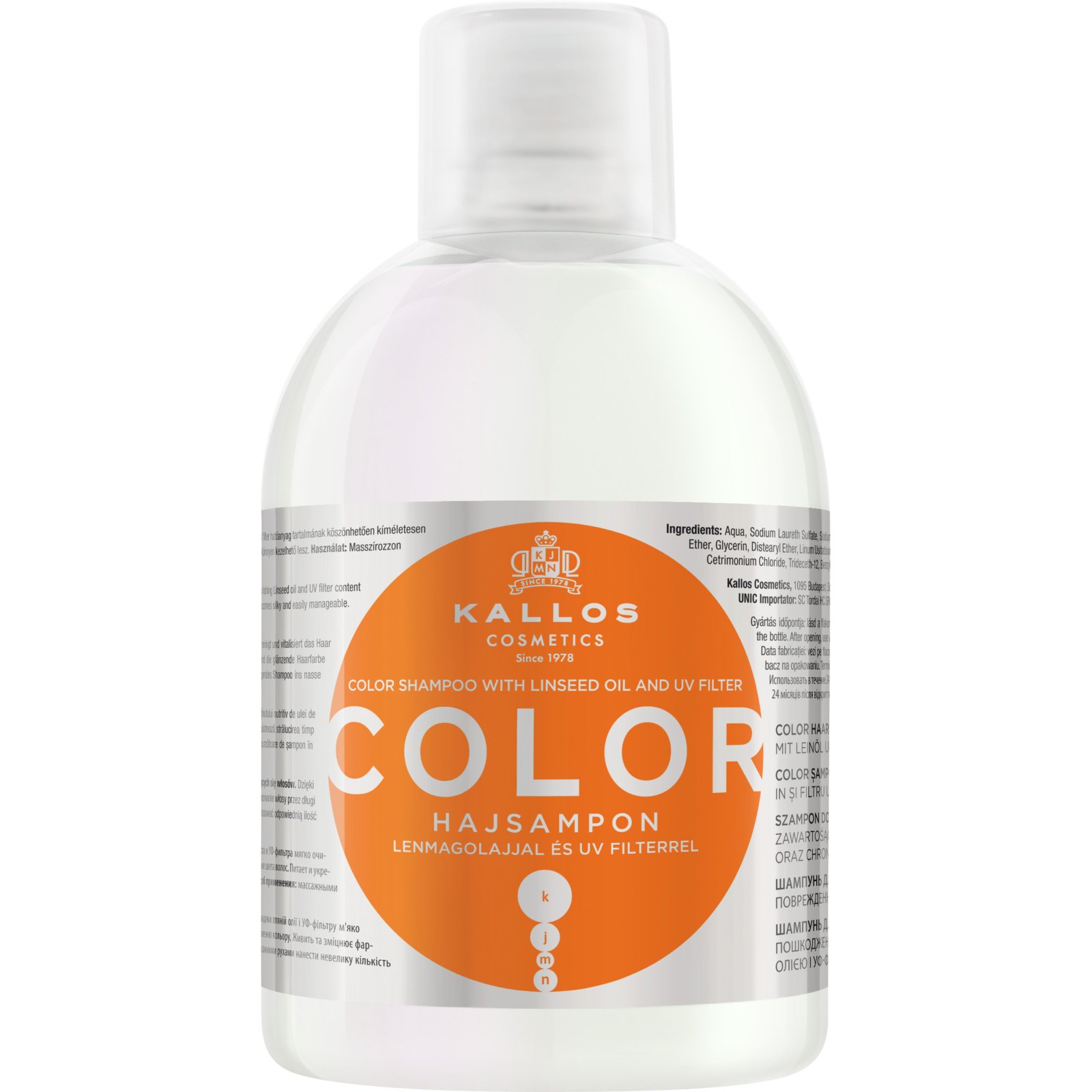 Шампунь для фарбованого і сухого волосся Kallos Color Shampoo With Linseed Oil 1 л - фото 1