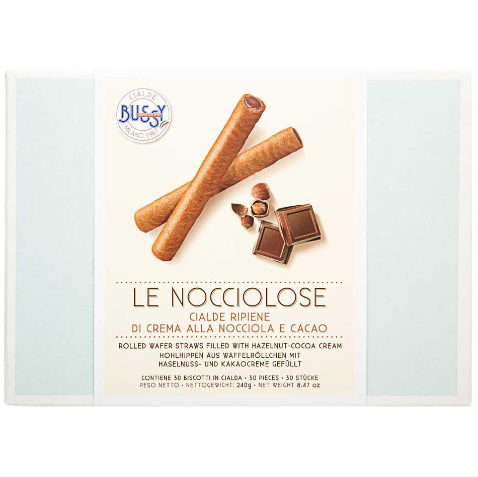 Вафельні трубочки Bussy Le Nocciolose з какао-горіховим кремом 160 г - фото 1
