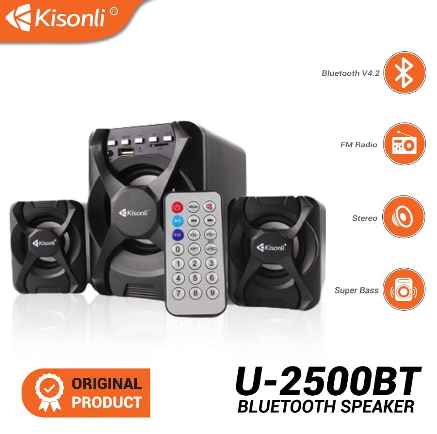 Комп'ютерні колонки Kisonli U2500BT 2.1 Bluetooth AUX Black - фото 3