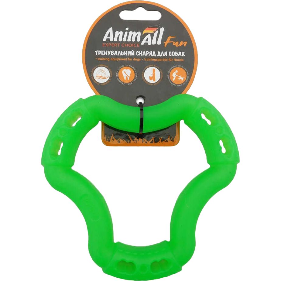 Іграшка для собак AnimAll Fun AGrizZzly Кільце шестистороннє зелена 15 см - фото 1