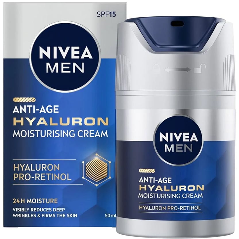 Антивіковий зволожувальний крем для обличчя Nivea Men Hyaluron SPF 15, 50 мл (83969) - фото 1