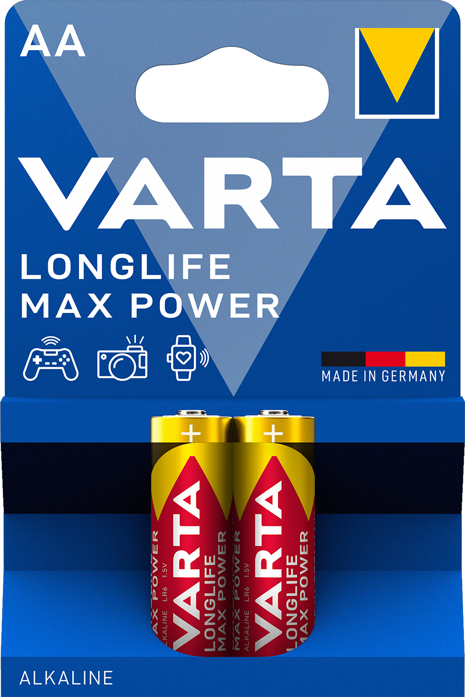 Батарейка Varta Longlife Max Power AA Bli 2 Alkaline, 2 шт. (4706101412) - фото 1