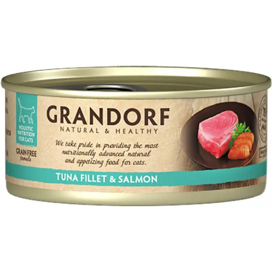 Влажный корм для кошек Grandorf Tuna Fillet & Salmon филе тунца с лососем 70 г - фото 1