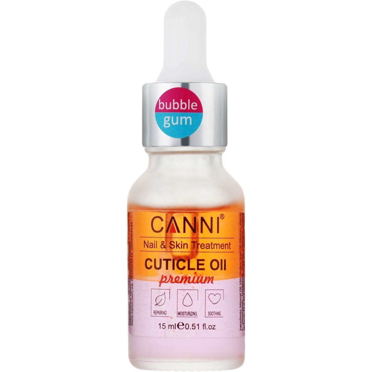 Масло для кутикулы Canni Premium Cuticle Oil двухфазное BubbleGum 15 мл - фото 1