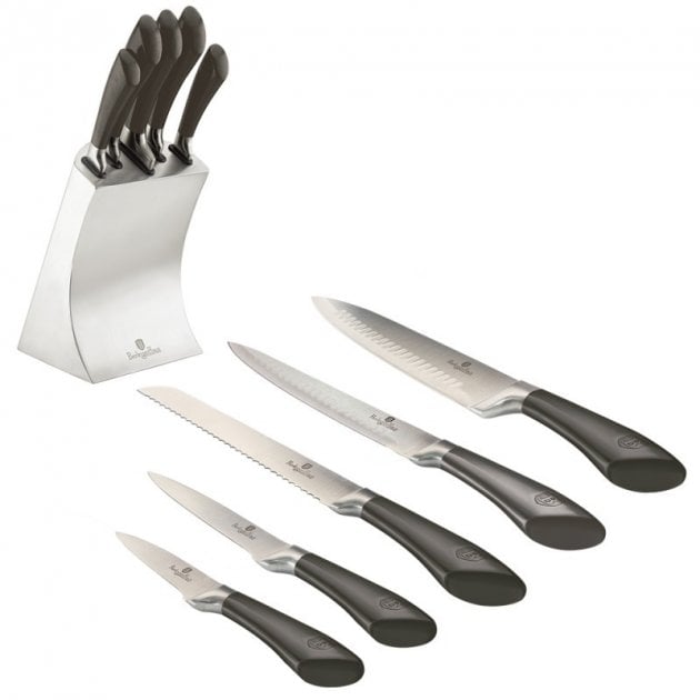 Набір ножів Berlinger Haus Carbon Metallic Line, 6 предметів, сріблястий з чорним (BH 2136) - фото 1