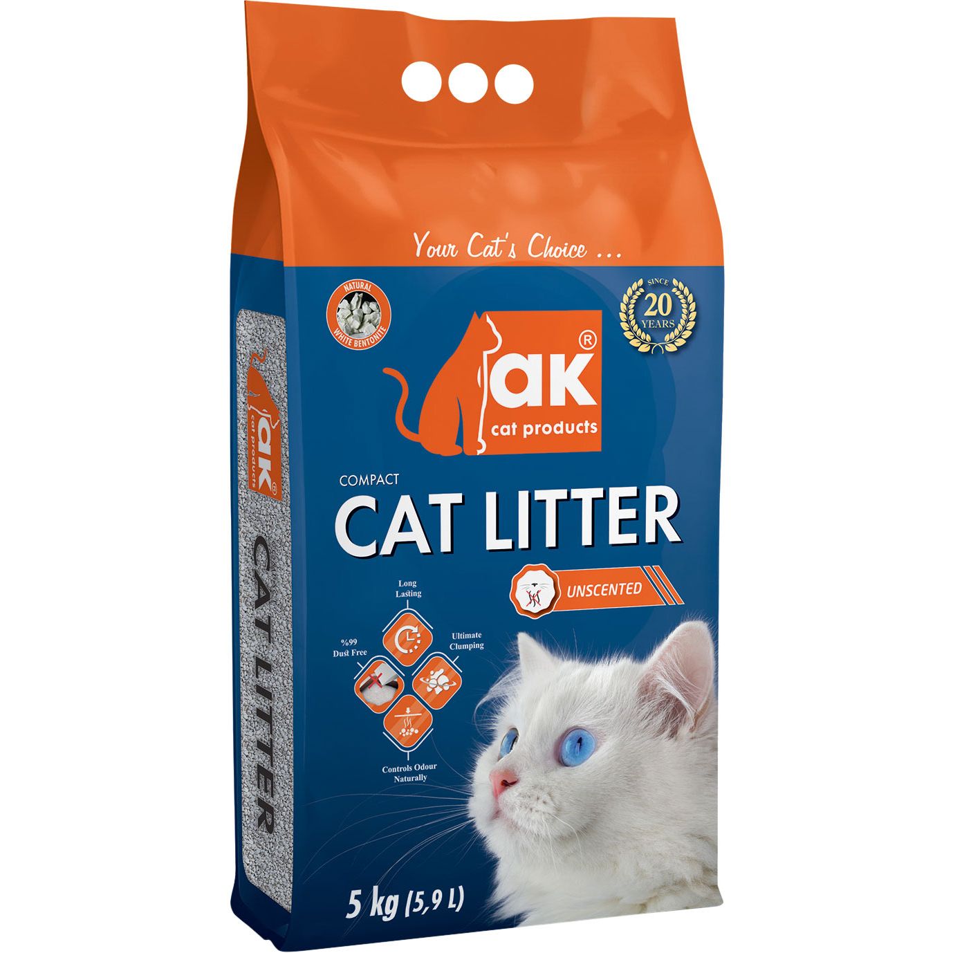 Наповнювач бентонітовий AKcat Compact Cat Litter Натуральний, 5 кг/5.9 л - фото 1