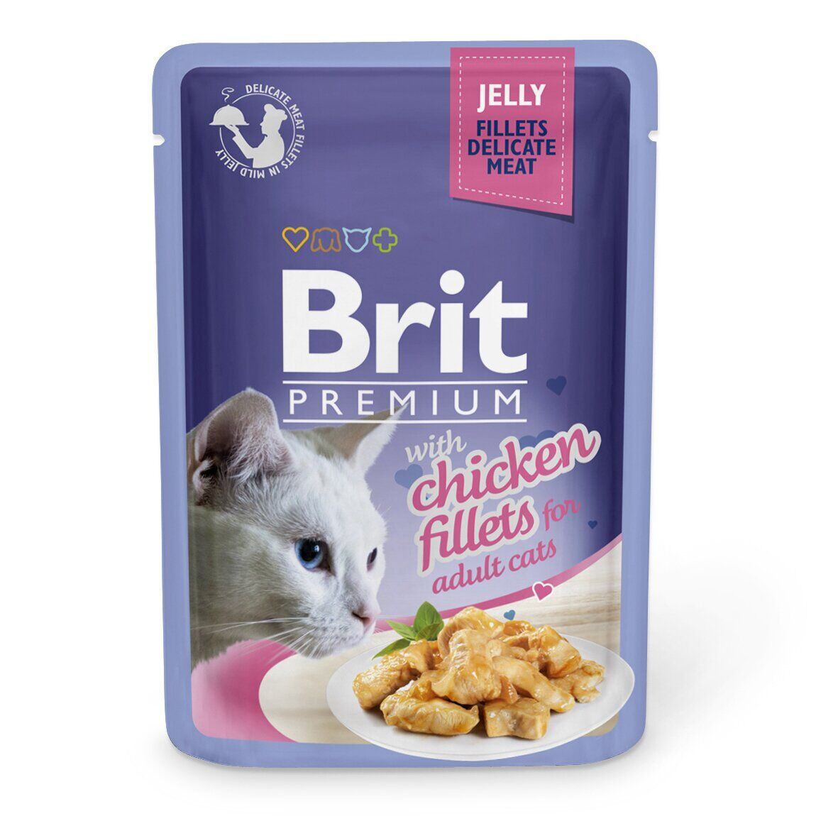 Влажный корм для взрослых кошек Brit Premium Cat Chicken Fillets Jelly, с курицей в желе, 85 г - фото 1