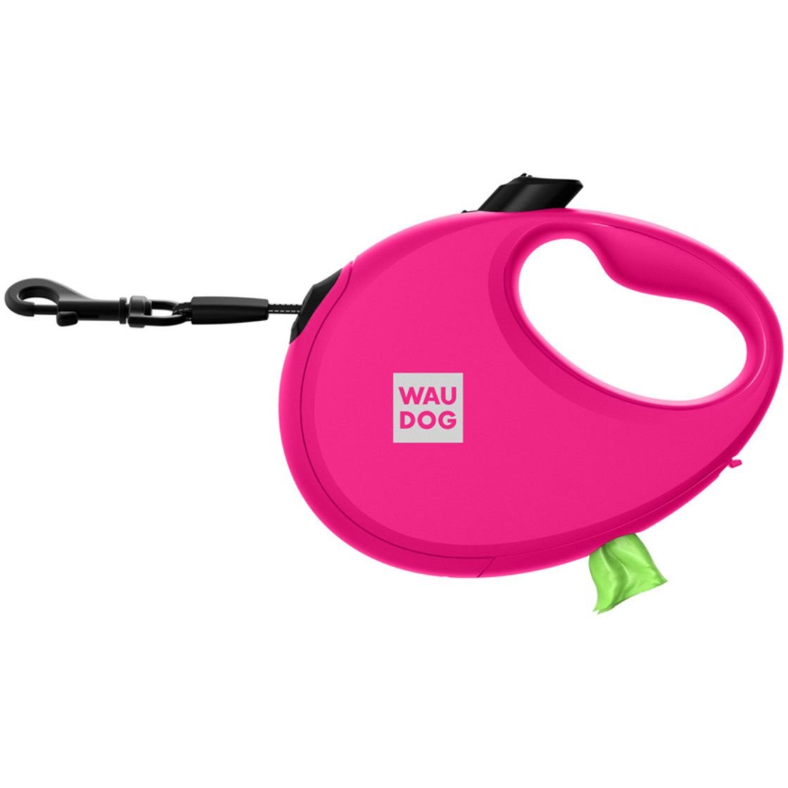 Повідець-рулетка для собак Waudog R-leash з контейнером для пакетів, світловідбивна стрічка, М до 20 кг, 5 м рожевий - фото 2