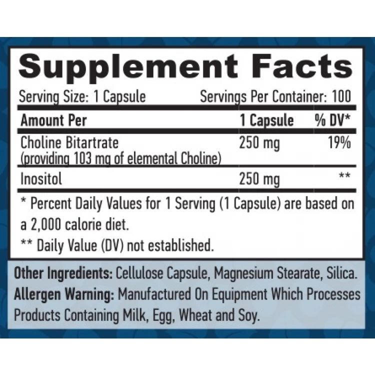 Холін і Інозітол Haya Labs Choline & Inositol 500 мг 100 капсул - фото 3