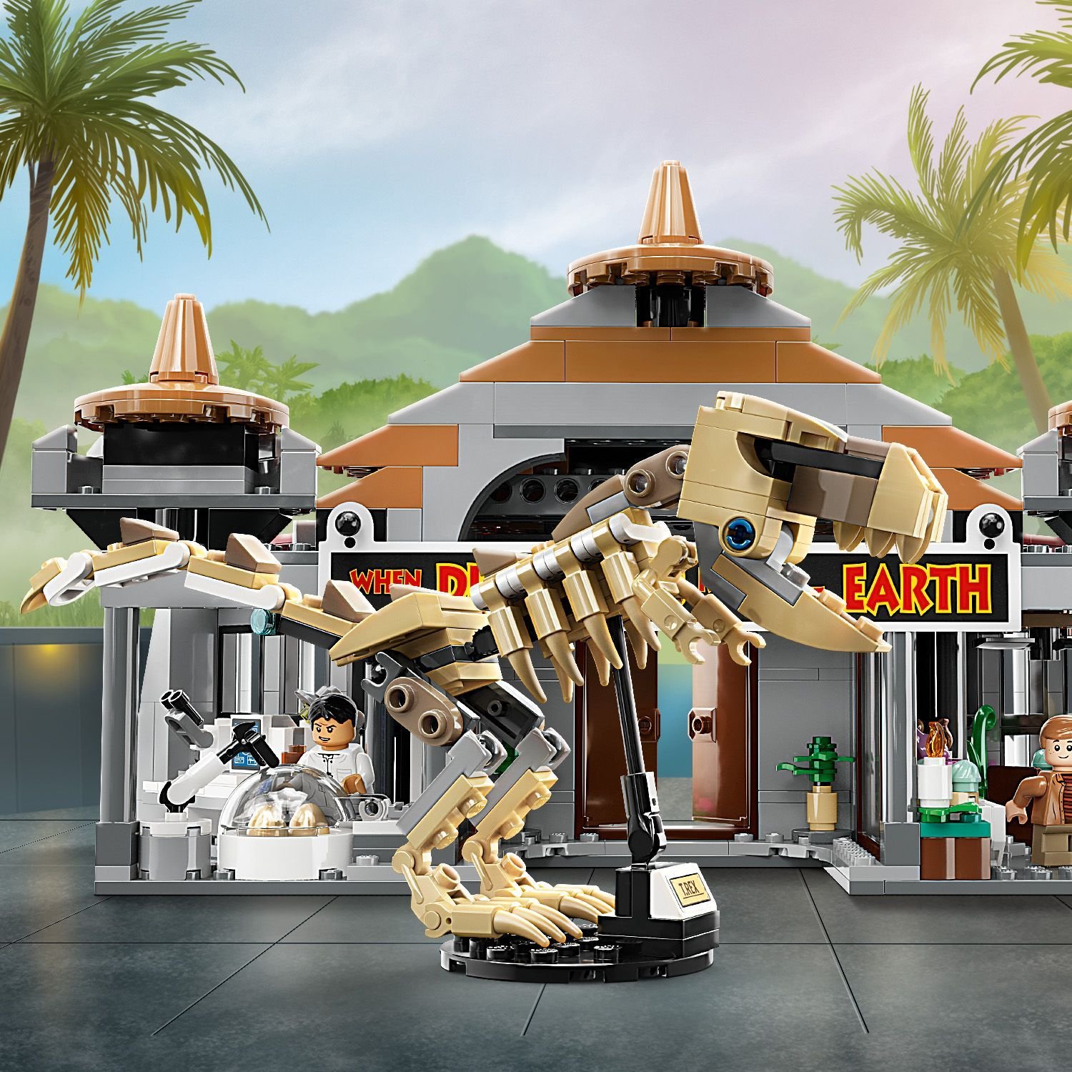 Конструктор LEGO Jurassic World Центр для відвідувачів: Атака тиранозавра та раптора, 693 деталі (76961) - фото 6