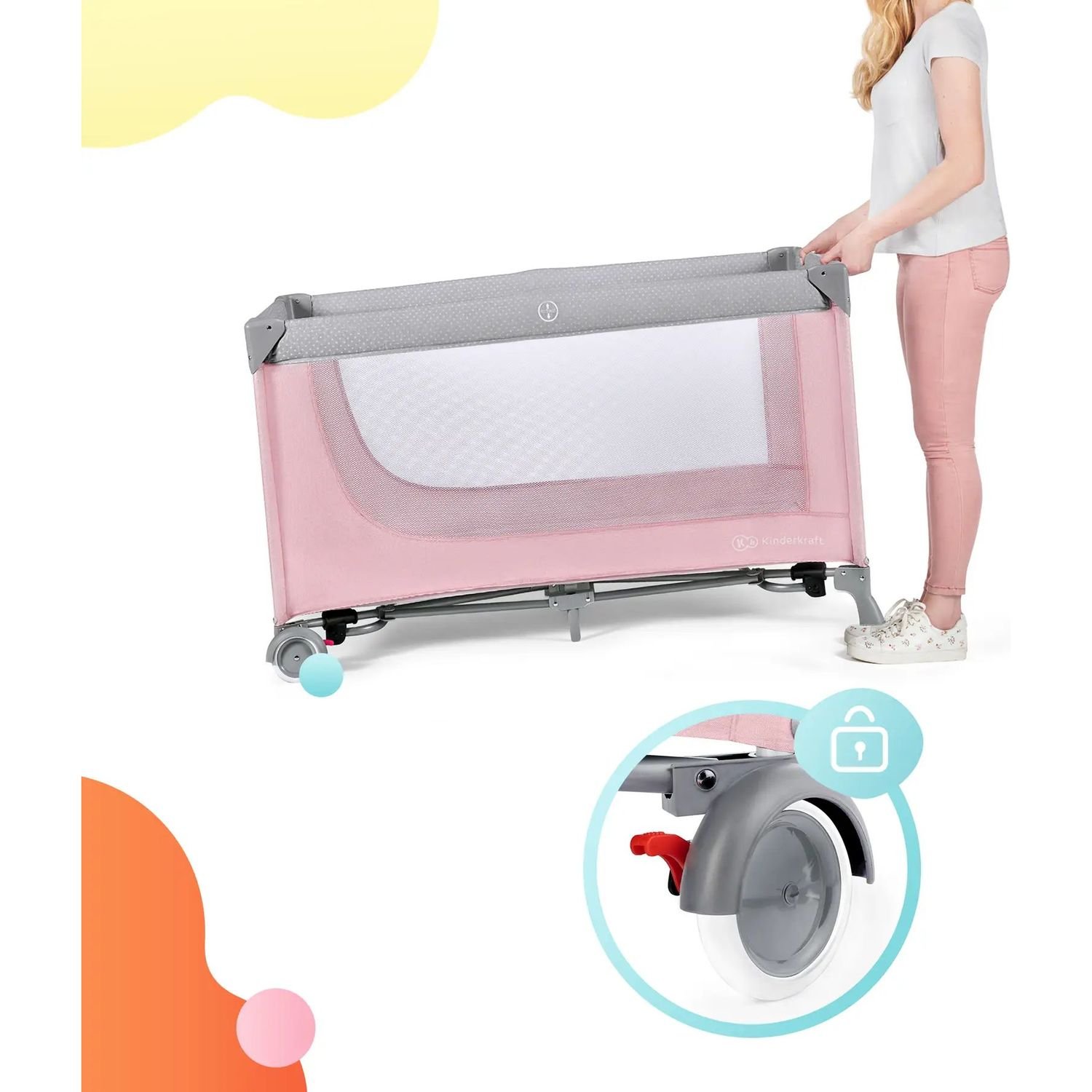 Ліжко-манеж з пеленатором Kinderkraft Leody рожева (00-00304811) - фото 12