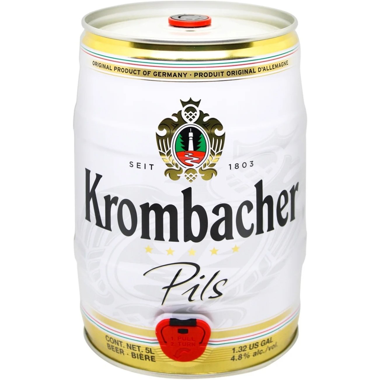 Пиво Krombacher Pils, светлое, ж/б, 4,8%, 5 л (64607) - фото 1