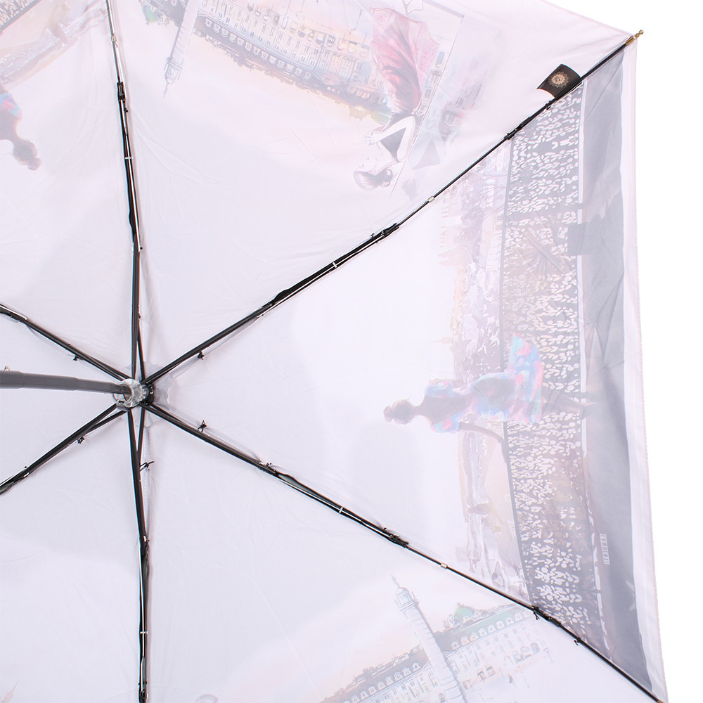 Женский складной зонтик механический Lamberti 93 см серо - фото 3