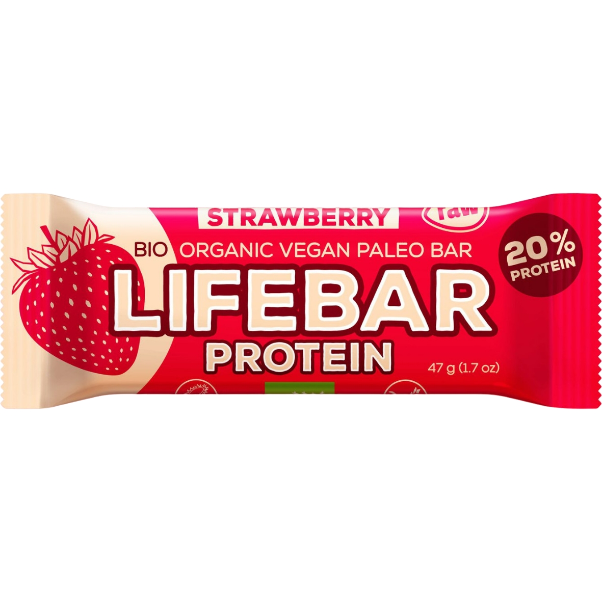Батончик Lifefood Lifebar Protein клубника органический 47 г - фото 1