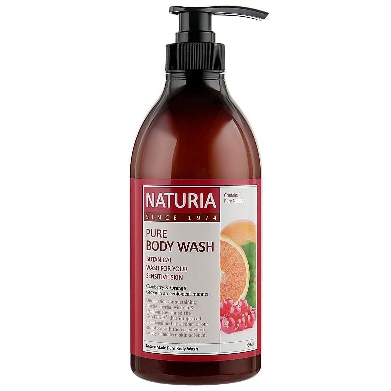Гель для душа Naturia Pure Body Wash Cranberry & Orange Клюква и апельсин, 750 мл - фото 1