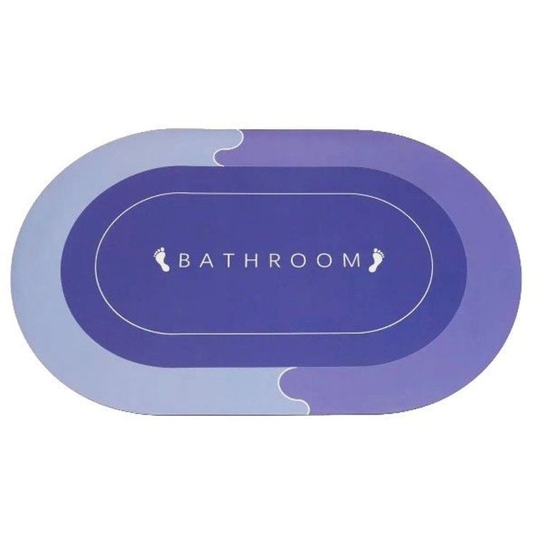Коврик суперпоглащающий в ванную Stenson 80x50 см овальный фиолетово-синий (26288) - фото 1