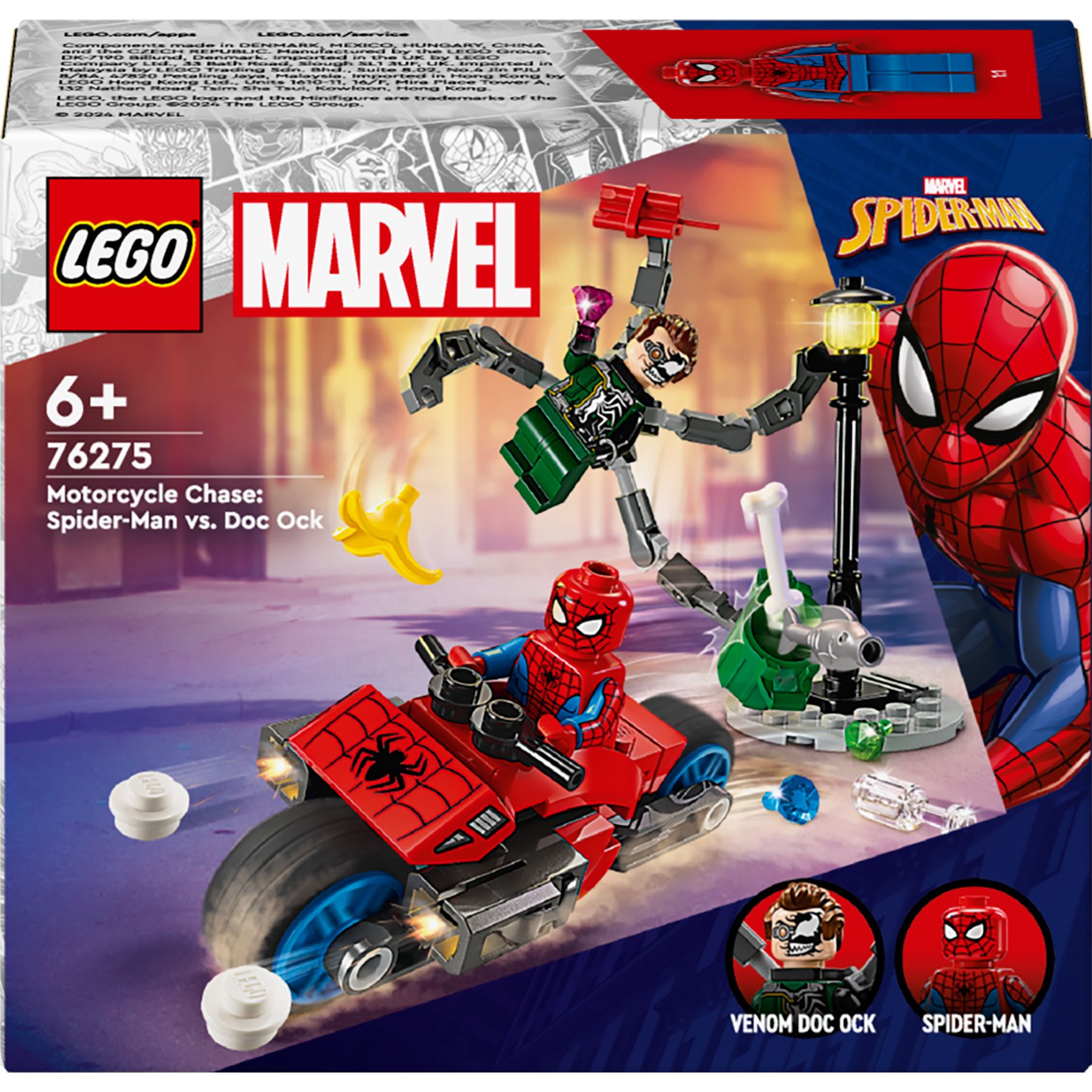 Конструктор LEGO Super Heroes Marvel Погоня на мотоциклах Людина-Павук vs. Доктор Восьминіг 77 деталі (76275) - фото 1