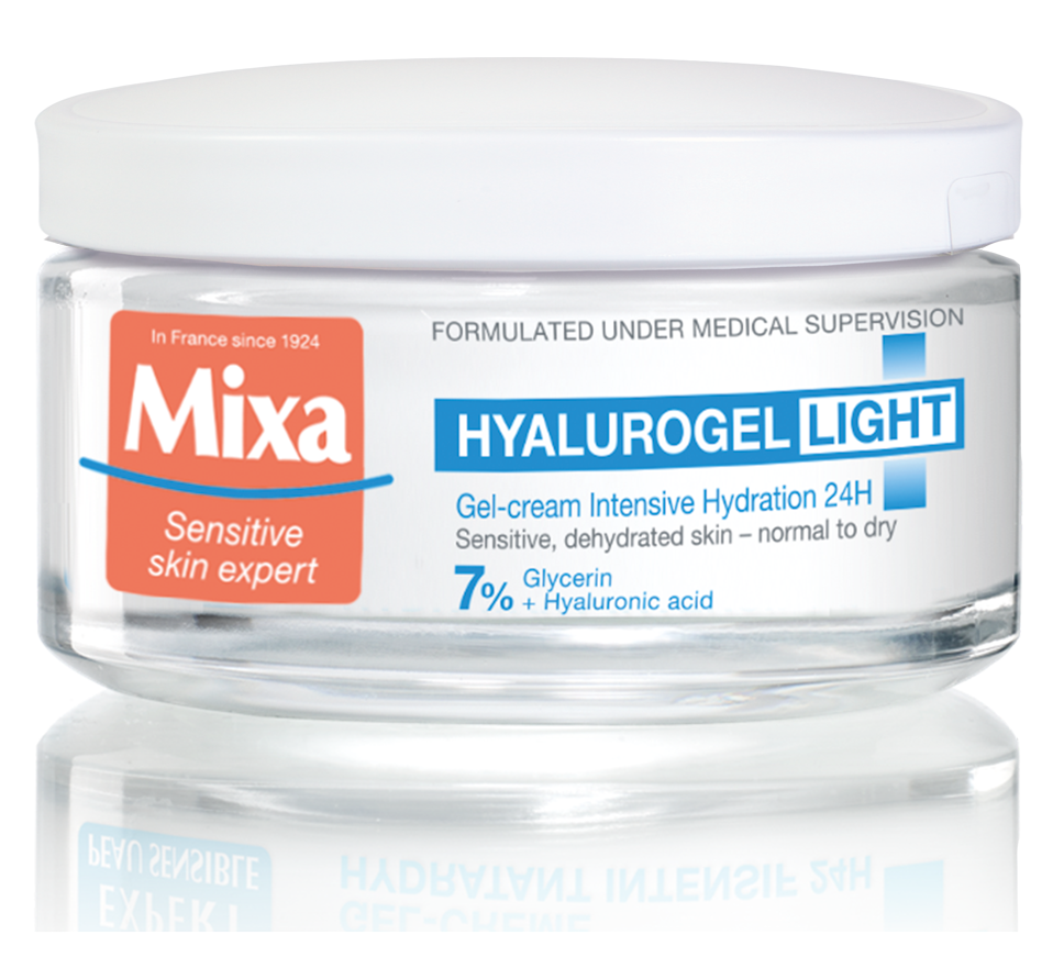 Крем-гель для обличчя Mixa Hydrating Hyalurogel для нормальної, зневодненої, чутливої шкіри 50 мл + Нічний крем-маска Mixa Hydrating Hyalurogel Night для зневодненої чутливої шкіри, 50 мл - фото 3