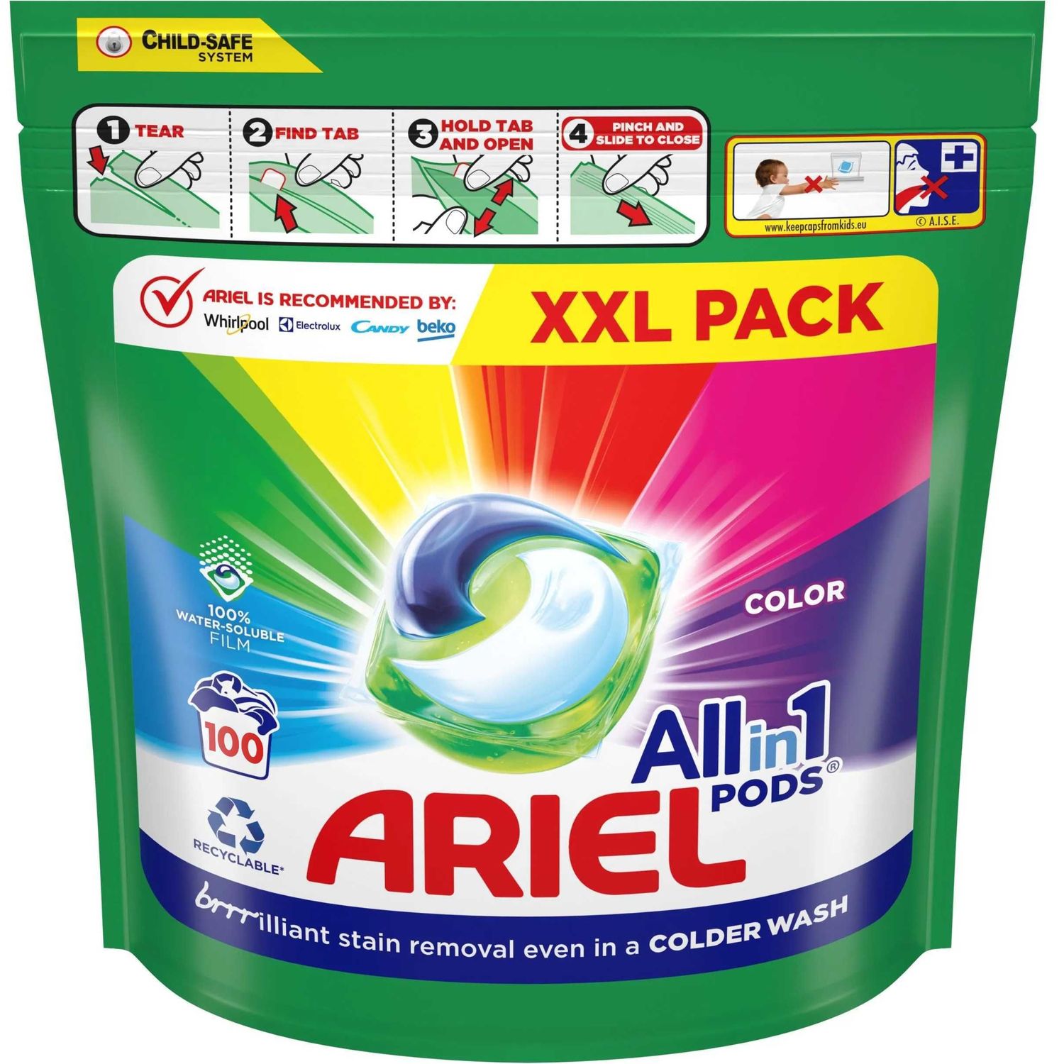 Капсули для прання Ariel Pods Все-в-1 Color, для кольорових тканин, 100 шт. - фото 1