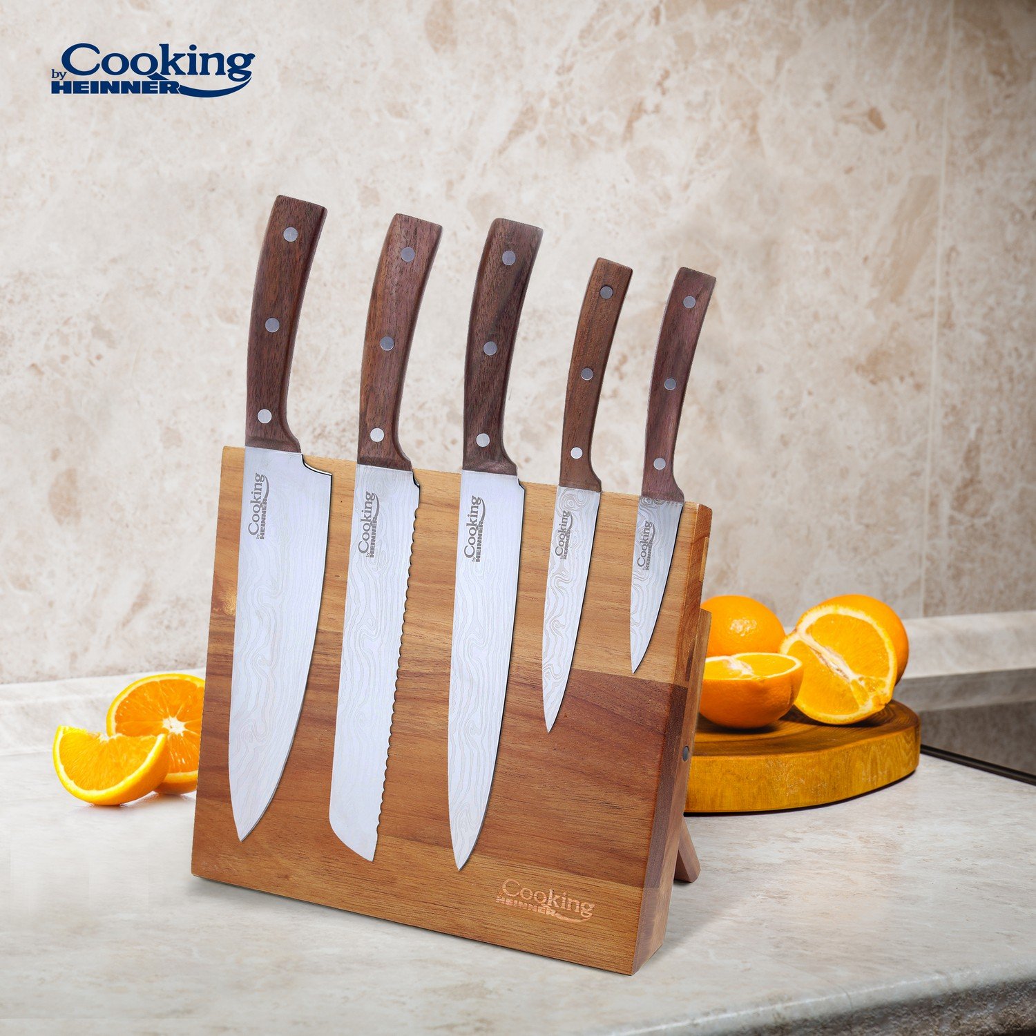 Набір кухонних ножів Heinner Damascus Style з фіксованим лезом, 6 предметів (HR-EVI-6DSC) - фото 6