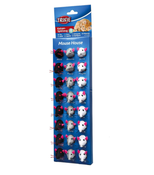 Набор игрушек для кошек Trixie Мышки плюшевые, 5 см, 24 шт., в ассортименте (4055) - фото 1