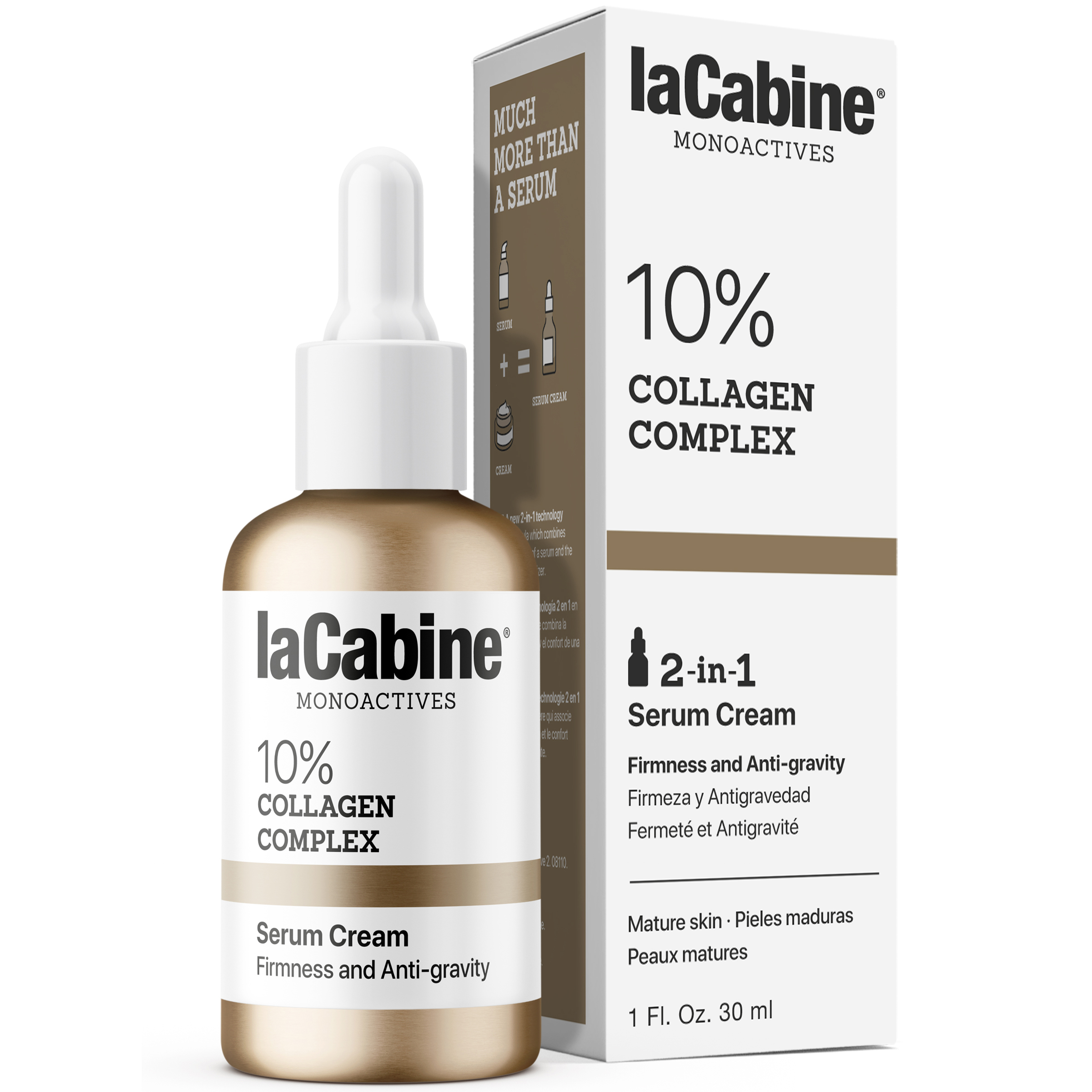 Крем-сыворотка La Cabine 10% Collagen Complex 2in1 для увлажнения и упругости зрелой кожи лица 10% коллагена 30 мл - фото 1