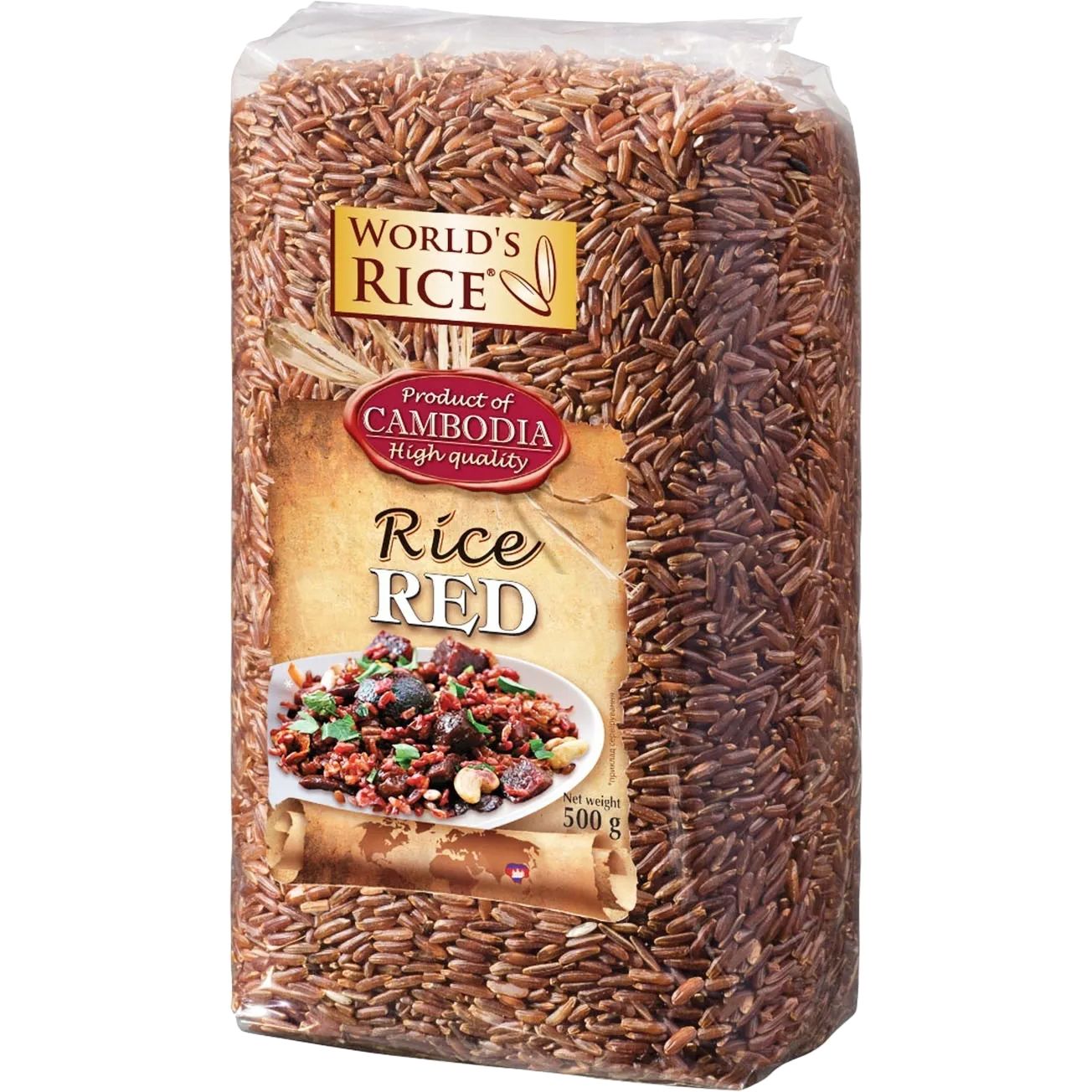 Рис красный длиннозернистый нешлифованный World's Rice 500 г - фото 1